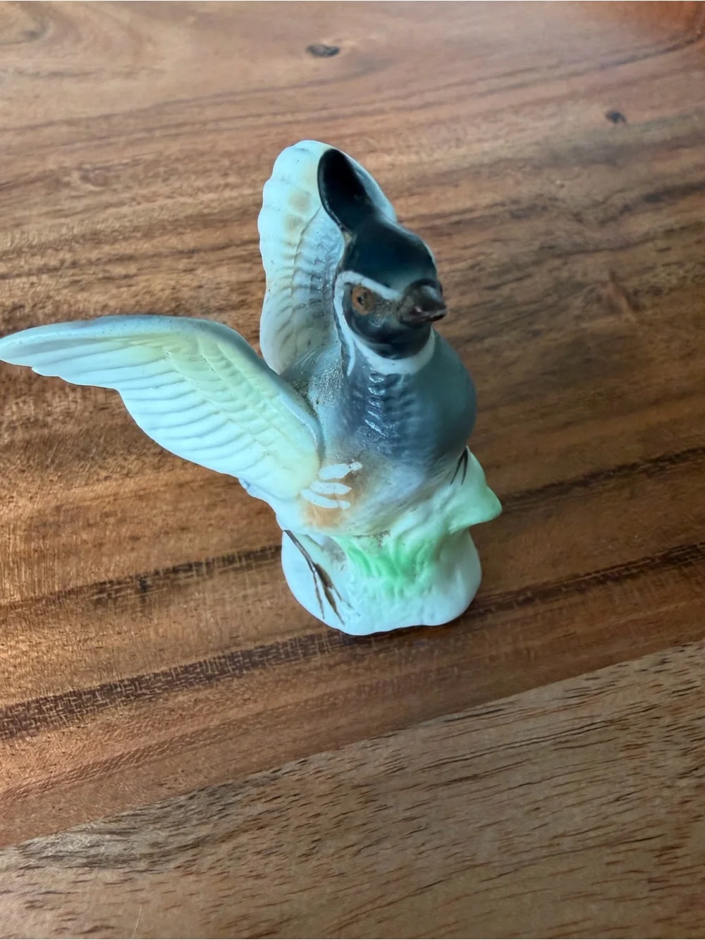 Vintage tiny hand-painted ceramic or porcelain quail figurine